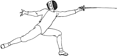 Fencing Lunge Coloring Page